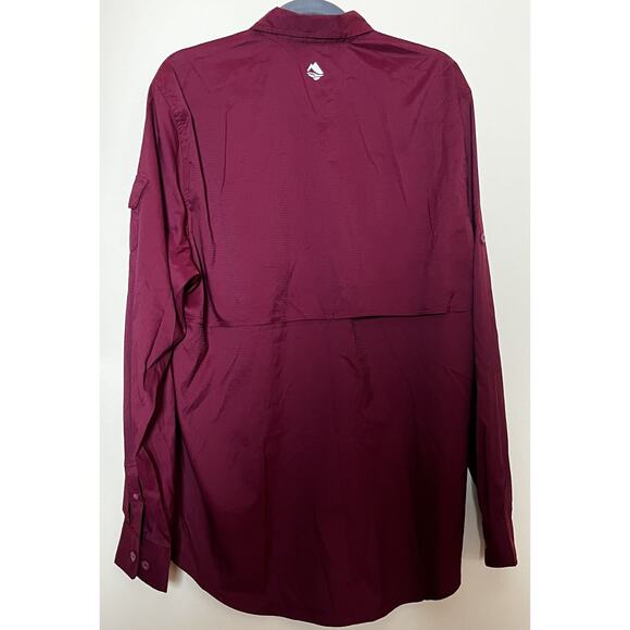 Ocean+Coast Mens Small Burgundy Vented Button Up Shirt Fishing Outdoors - Picture 5 of 13